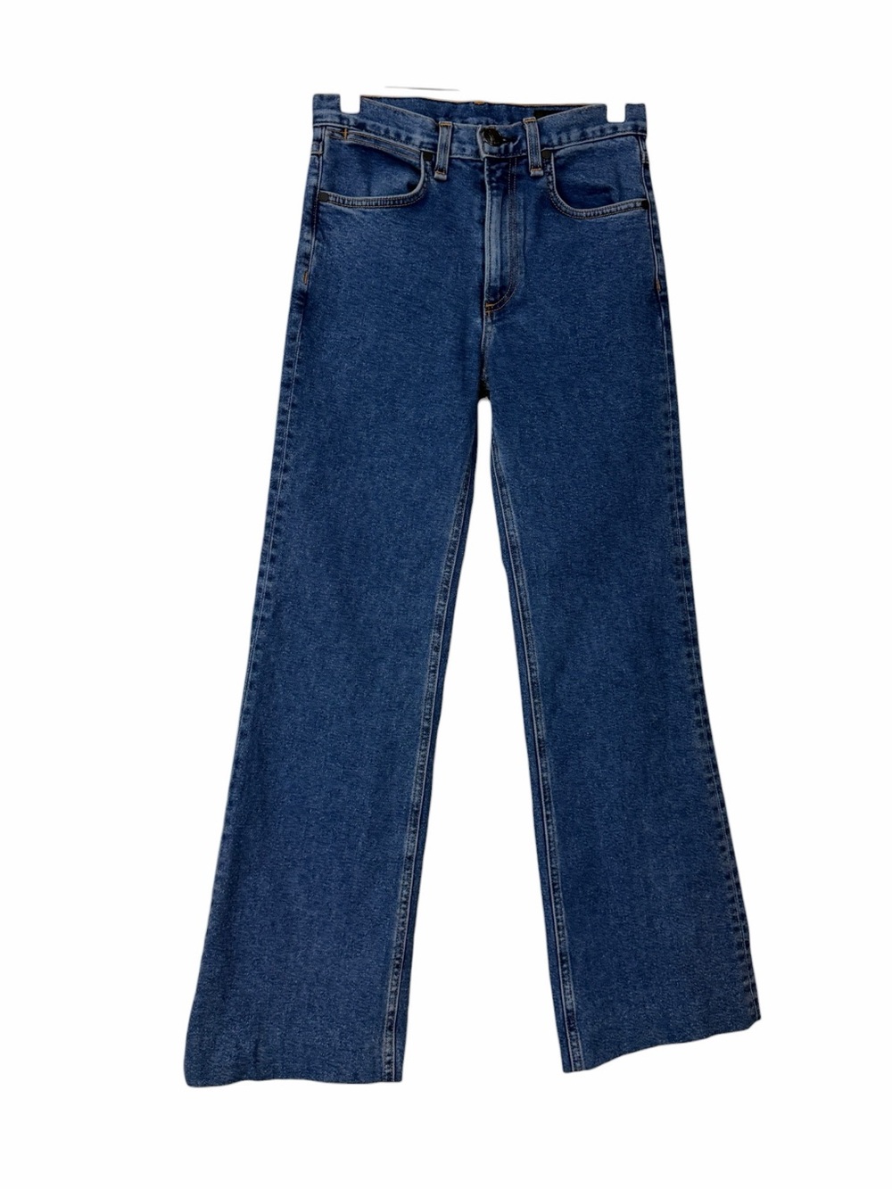 Rag & Bone Womens Jeans Size 26 Wide Leg High Rise Raw Hem Blue Denim Made USA